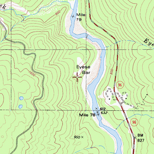 Topographic Map of Eyese Bar (historical), CA