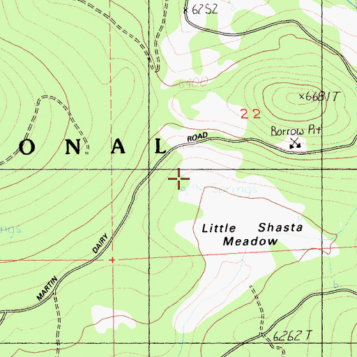 Topographic Map of Little Shasta Ranger Station (historical), CA