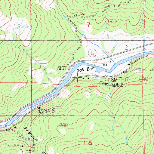 Topographic Map of Oakbar, CA