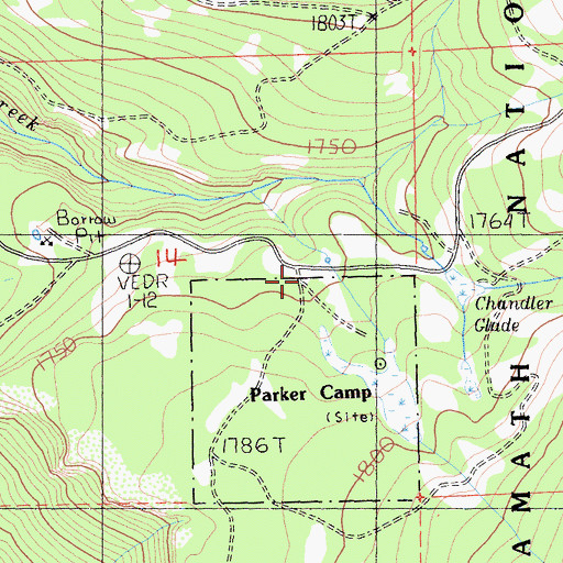 Topographic Map of Parker Cabin (historical), CA