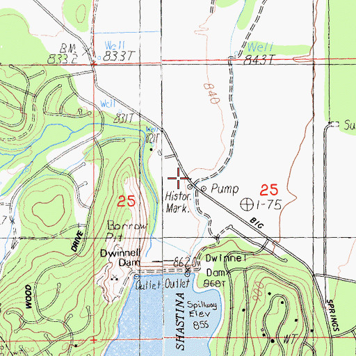 Topographic Map of Shasta View School (historical), CA