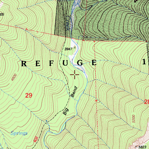 Topographic Map of Big Bend Camp (historical), CA