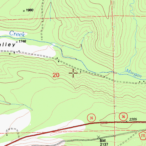 Topographic Map of Lane Valley School (historical), CA