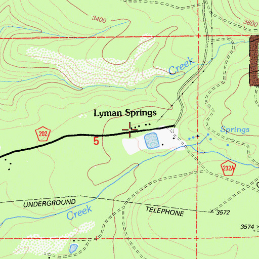 Topographic Map of Lyman Springs, CA