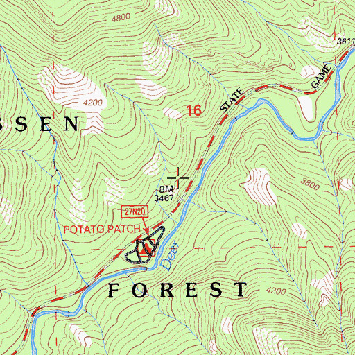 Topographic Map of Potato Patch, CA