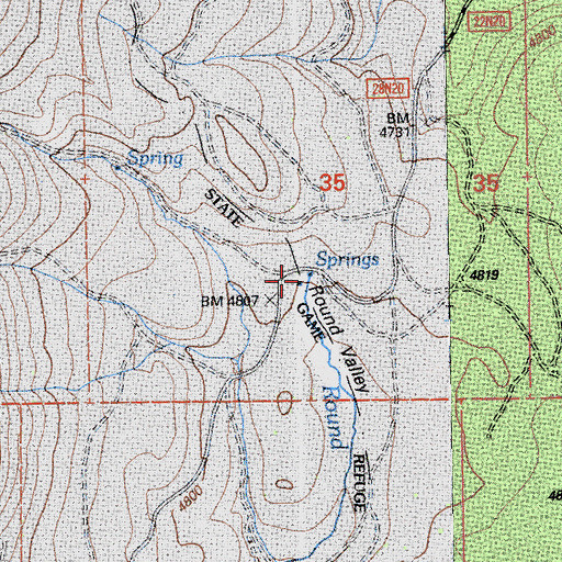 Topographic Map of Round Valley Ranger Station (historical), CA