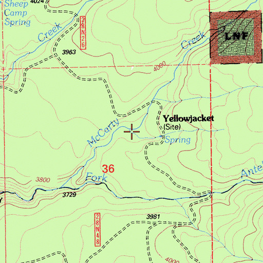 Topographic Map of Yellowjacket Ranger Station (historical), CA