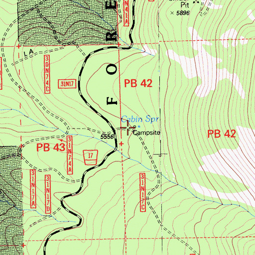 Topographic Map of Cabin Spring, CA