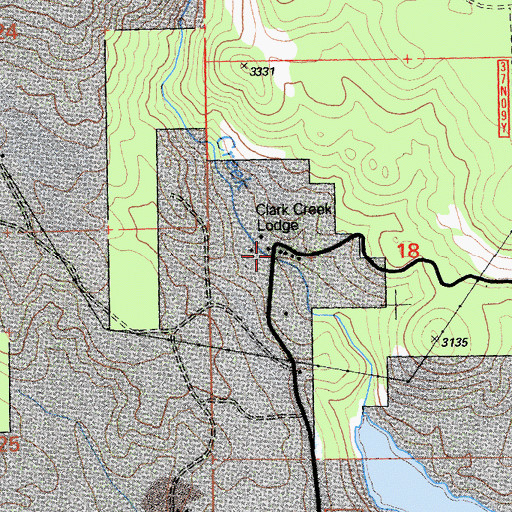 Topographic Map of Clark Creek Camp, CA