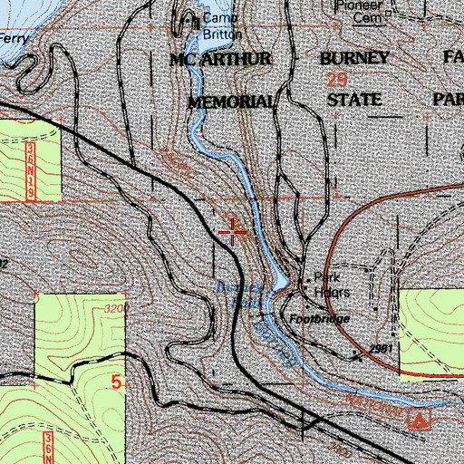 Topographic Map of Falls Trail, CA