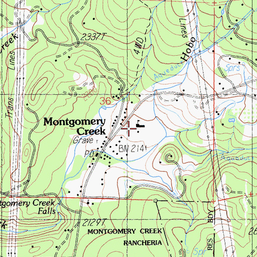 Topographic Map of Montgomery Creek Elementary School, CA