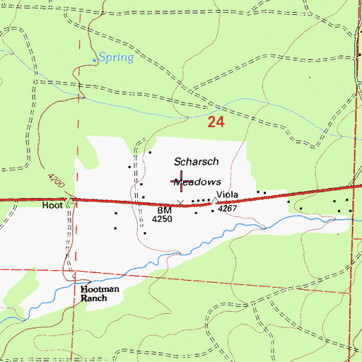Topographic Map of Scharsch Meadows, CA