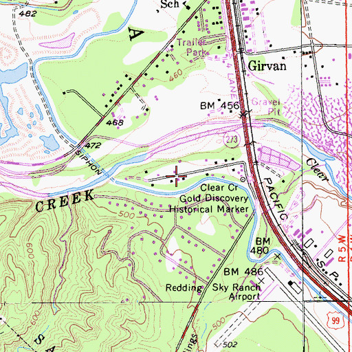 Topographic Map of Redding Rancheria, CA