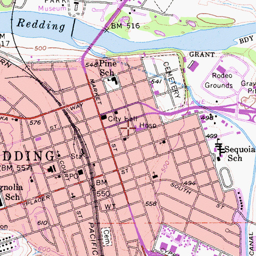 Topographic Map of Shasta Regional Medical Center, CA