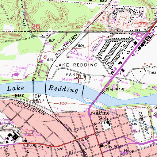 Topographic Map of Redding Museum and Art Center, CA