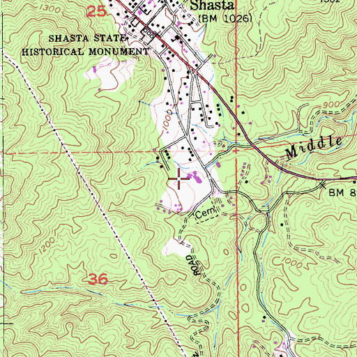 Topographic Map of Shasta Union Elementary School, CA