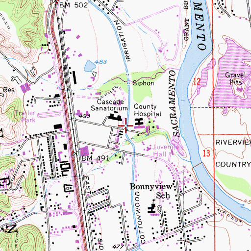 Topographic Map of Shasta General Hospital (historical), CA
