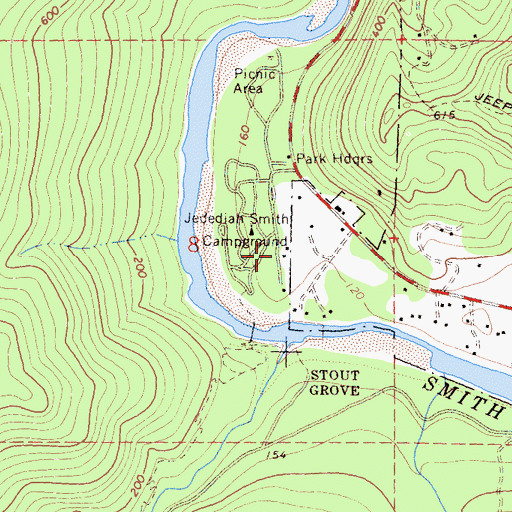 Topographic Map of Hiouchi School (historical), CA