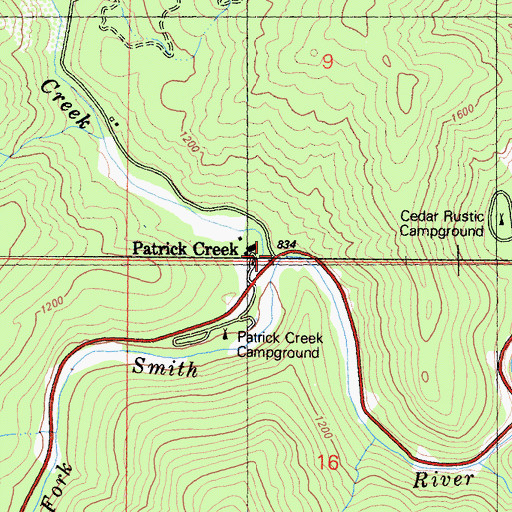 Topographic Map of Patrick Creek Tavern (historical), CA