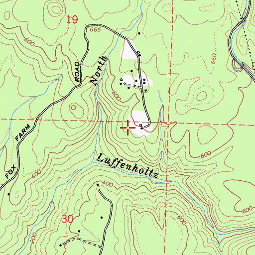 Topographic Map of Adams Fox Farm, CA