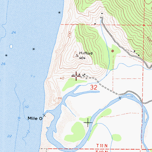Topographic Map of Hufford Ranch, CA