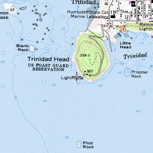 Topographic Map of Trinidad Head Lighthouse, CA