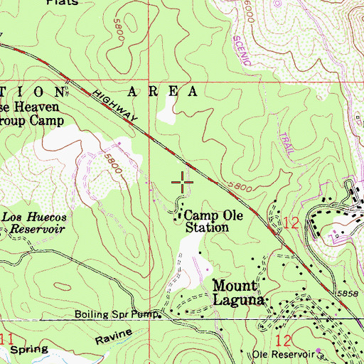 Topographic Map of Camp Ole (historical), CA