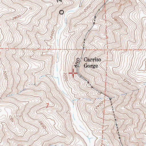 Topographic Map of Carrizo Gorge Siding, CA