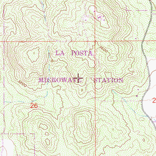 Topographic Map of La Posta Microwave Station, CA