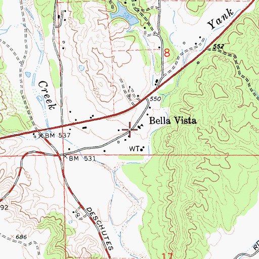 Topographic Map of Bella Vista Elementary School, CA