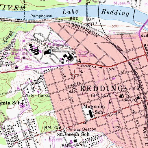 Topographic Map of Bethel Assembly of God Church, CA