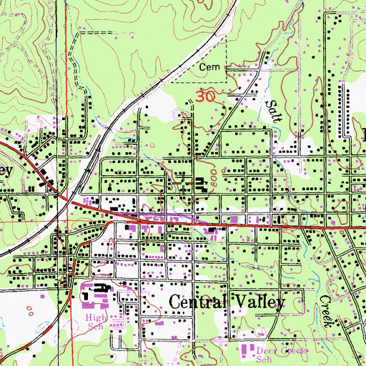 Topographic Map of Central Valley Intermediate School (historical), CA