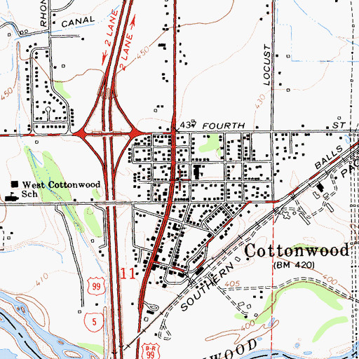 Topographic Map of East Cottonwood Elementary School, CA