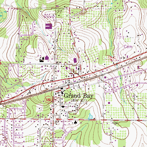 Topographic Map of Grand Bay Post Office, AL