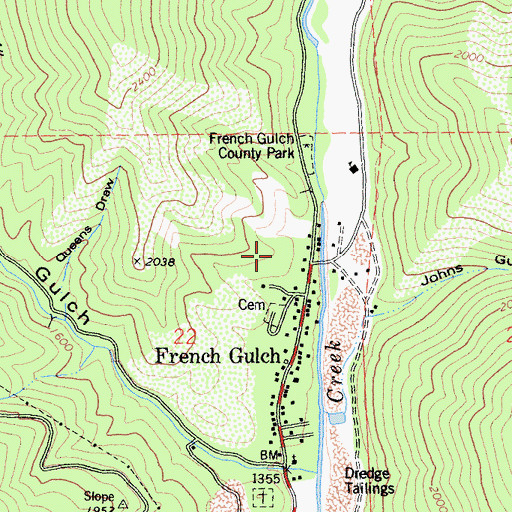 Topographic Map of French Gulch Historic District, CA