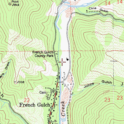 Topographic Map of French Gulch - Whiskeytown Elementary School, CA