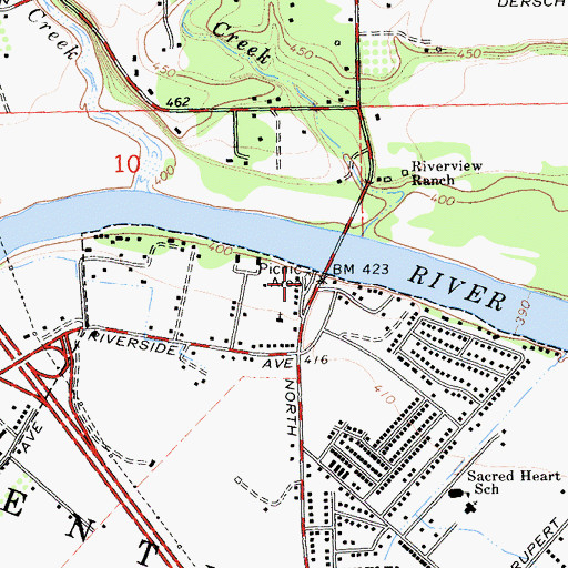Topographic Map of North Street Park, CA