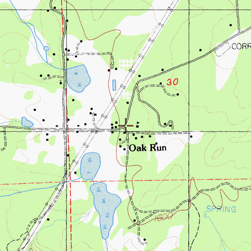 Topographic Map of Oak Run Elementary School, CA