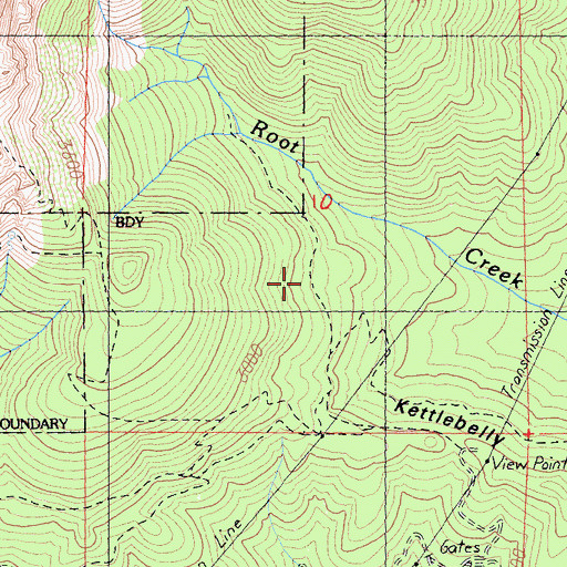 Topographic Map of Root Creek Trail, CA