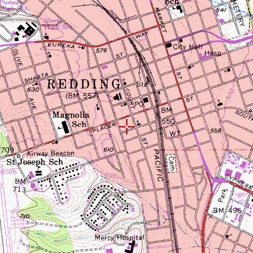 Topographic Map of Saint Josephs Roman Catholic Church, CA