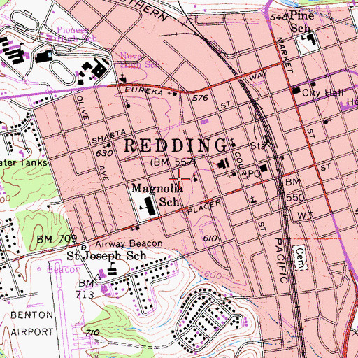 Topographic Map of Trinity Evangelical Lutheran Church, CA