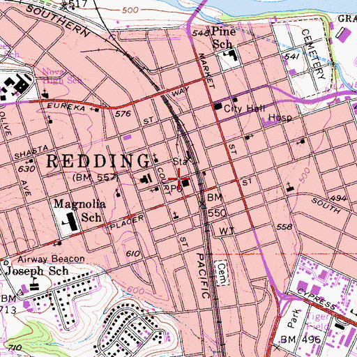 Topographic Map of Veterans Memorial Building, CA