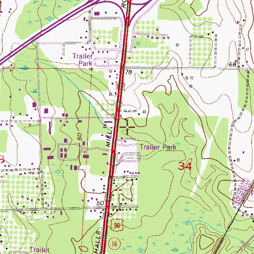 Topographic Map of Theodore Post Office, AL