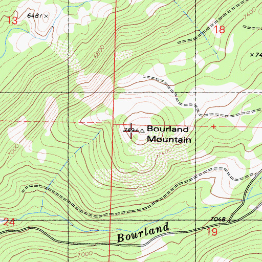 Topographic Map of Bourland Mountain, CA