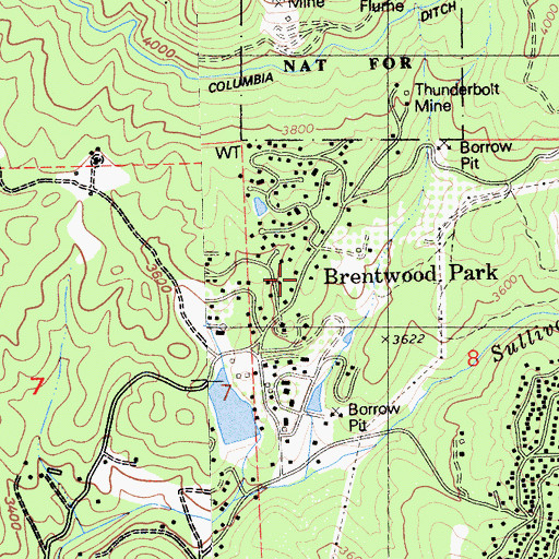 Topographic Map of Brentwood Park, CA