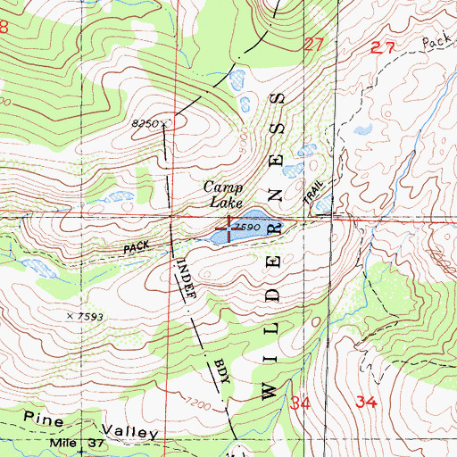 Topographic Map of Camp Lake, CA