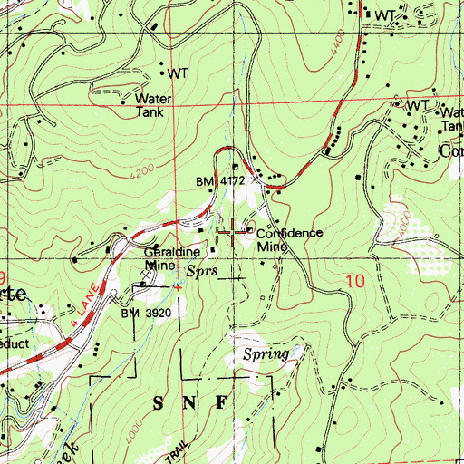 Topographic Map of Confidence Mine, CA
