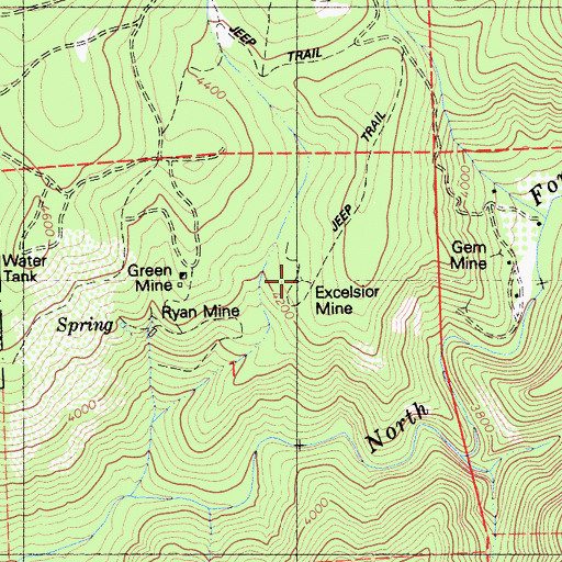Topographic Map of Excelsior Mine, CA