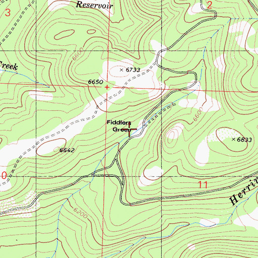 Topographic Map of Fiddlers Green, CA