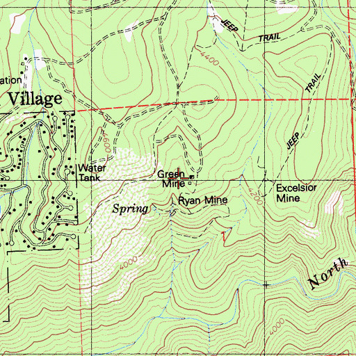 Topographic Map of Green Mine, CA